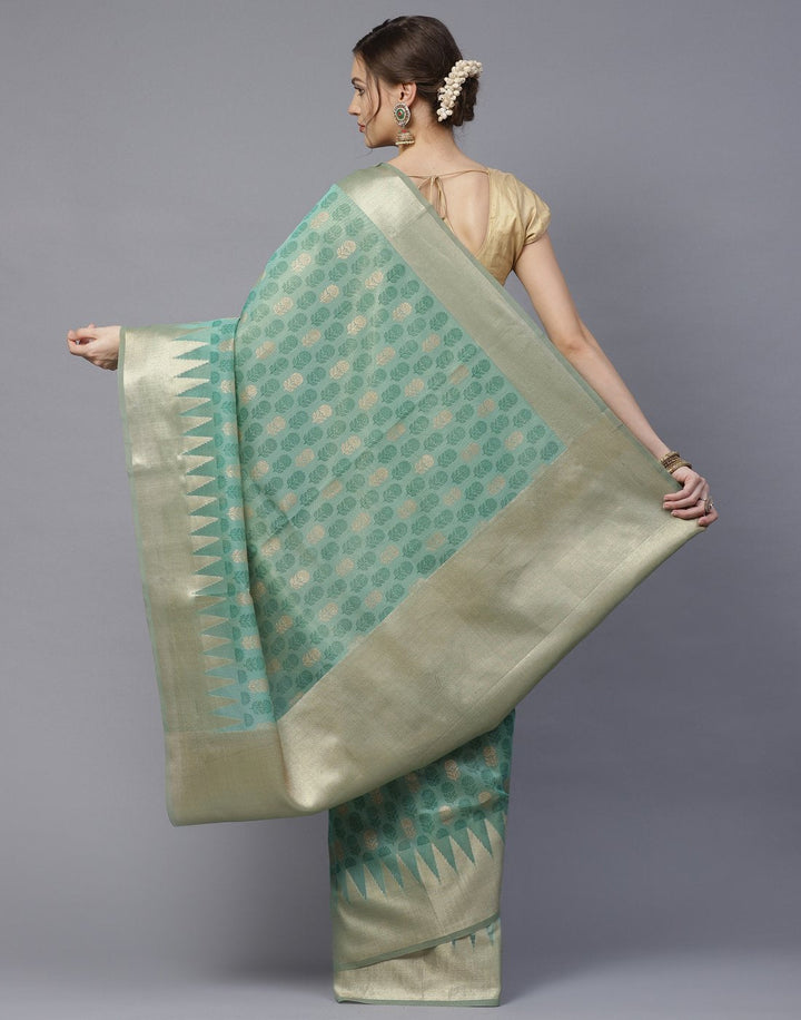 Cotton Printed Super Net Saree with Temple Border
