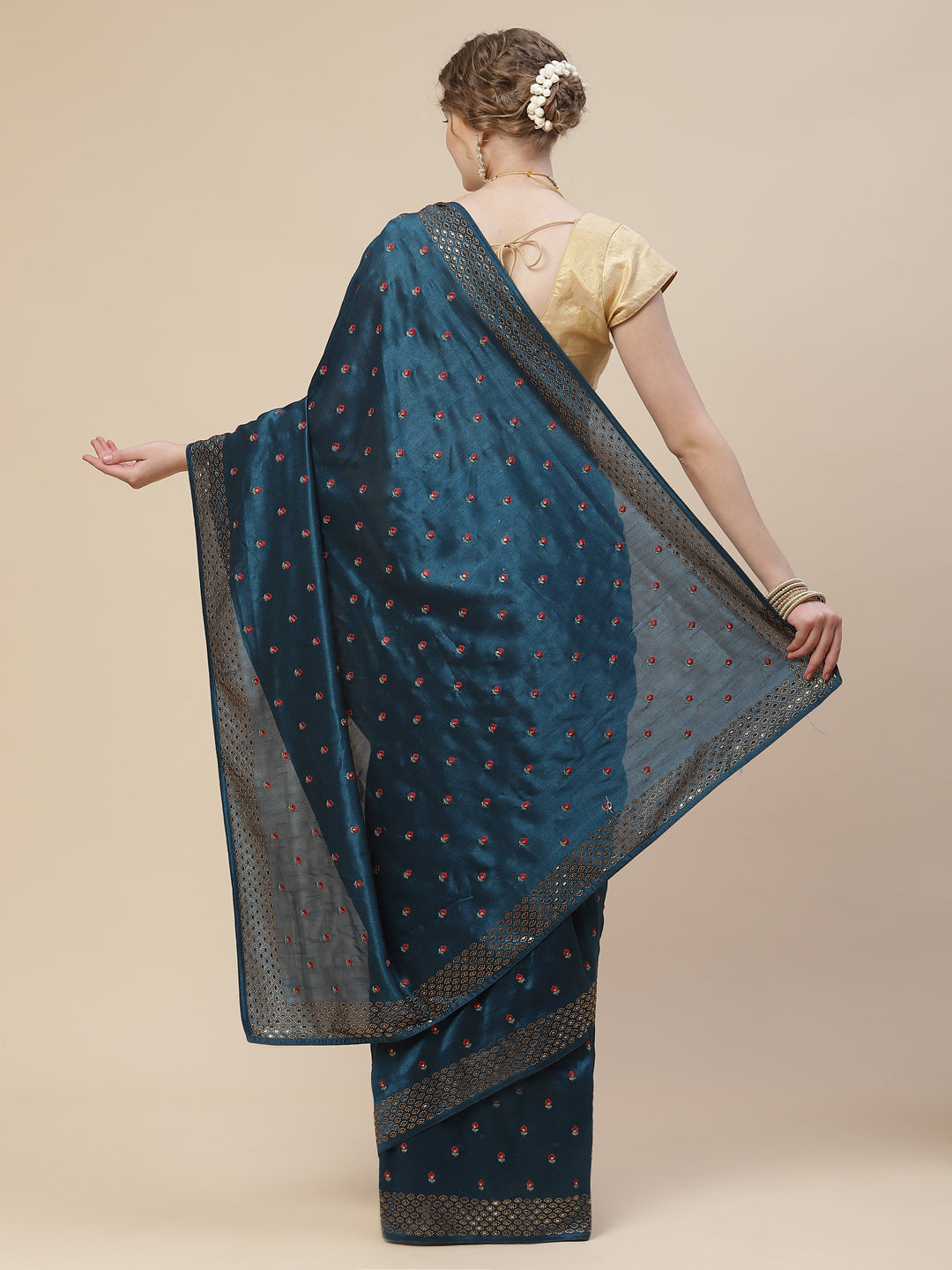 Resham Booti Tussar Embroidered Saree