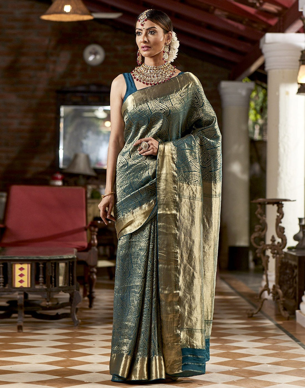 MBZ Meena Bazaar-Crepe Woven Silk Saree