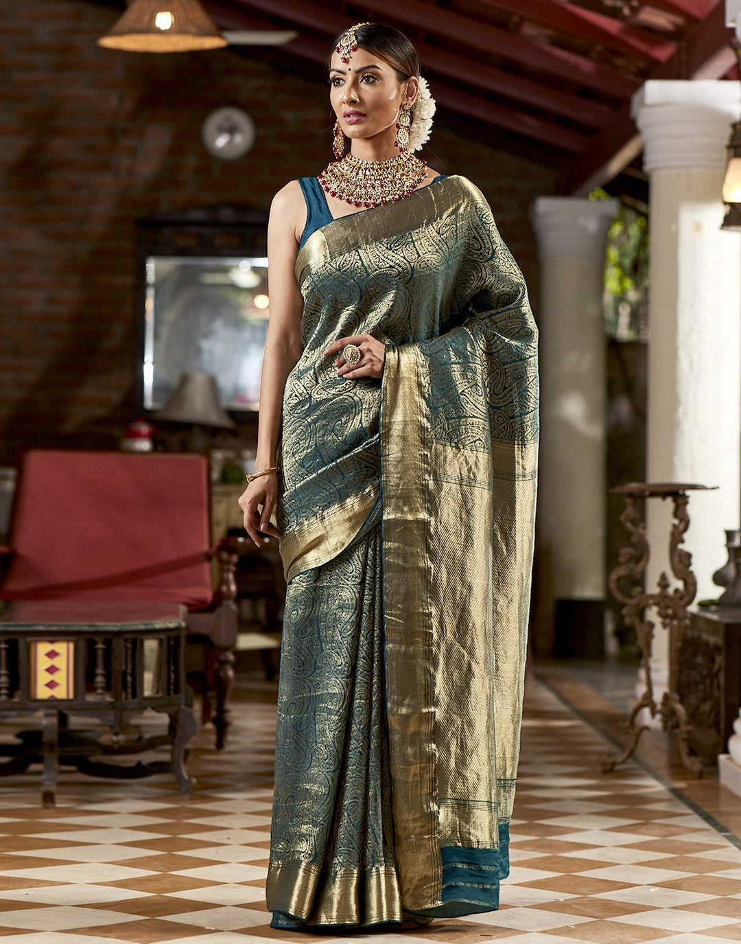 MBZ Meena Bazaar-Crepe Woven Silk Saree