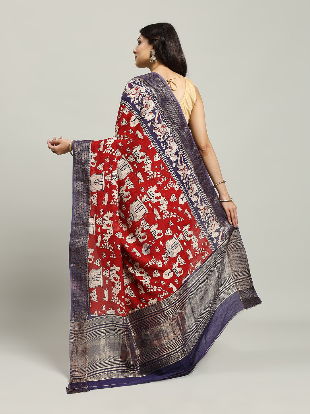 Digital Printed Cotton Blend Woven Saree