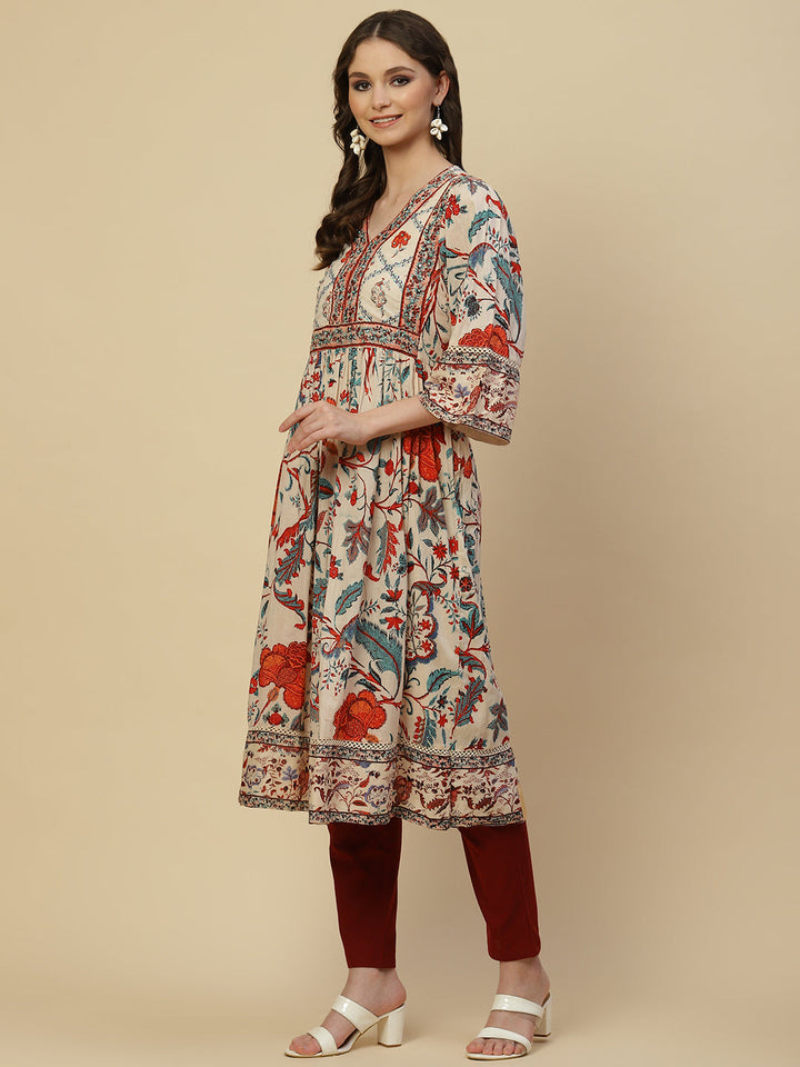 Floral Printed Cotton Kurta