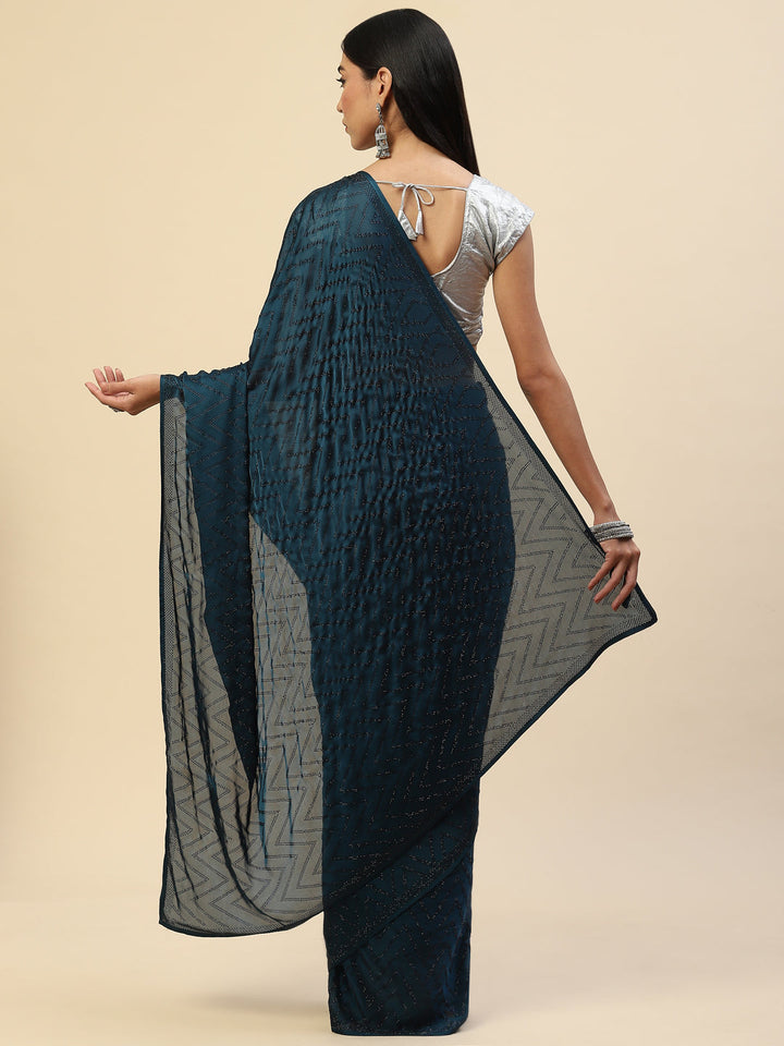 Swarovski Jaal Embroidered Satin Saree