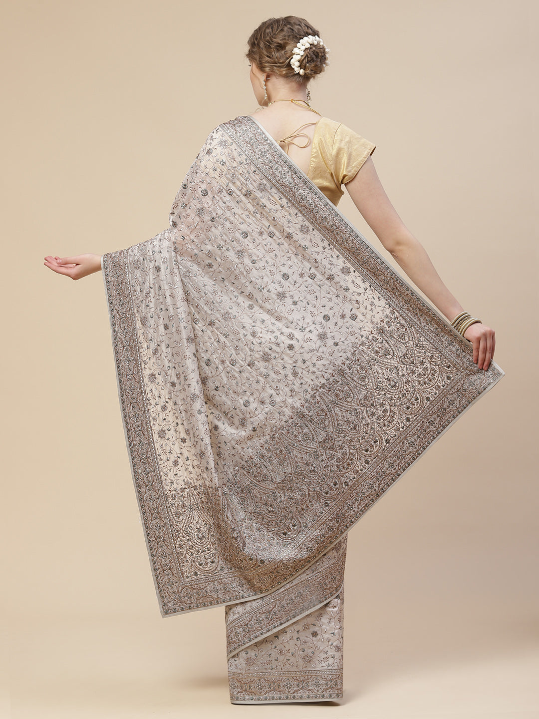 Resham Jaal Organza Embroidered Saree