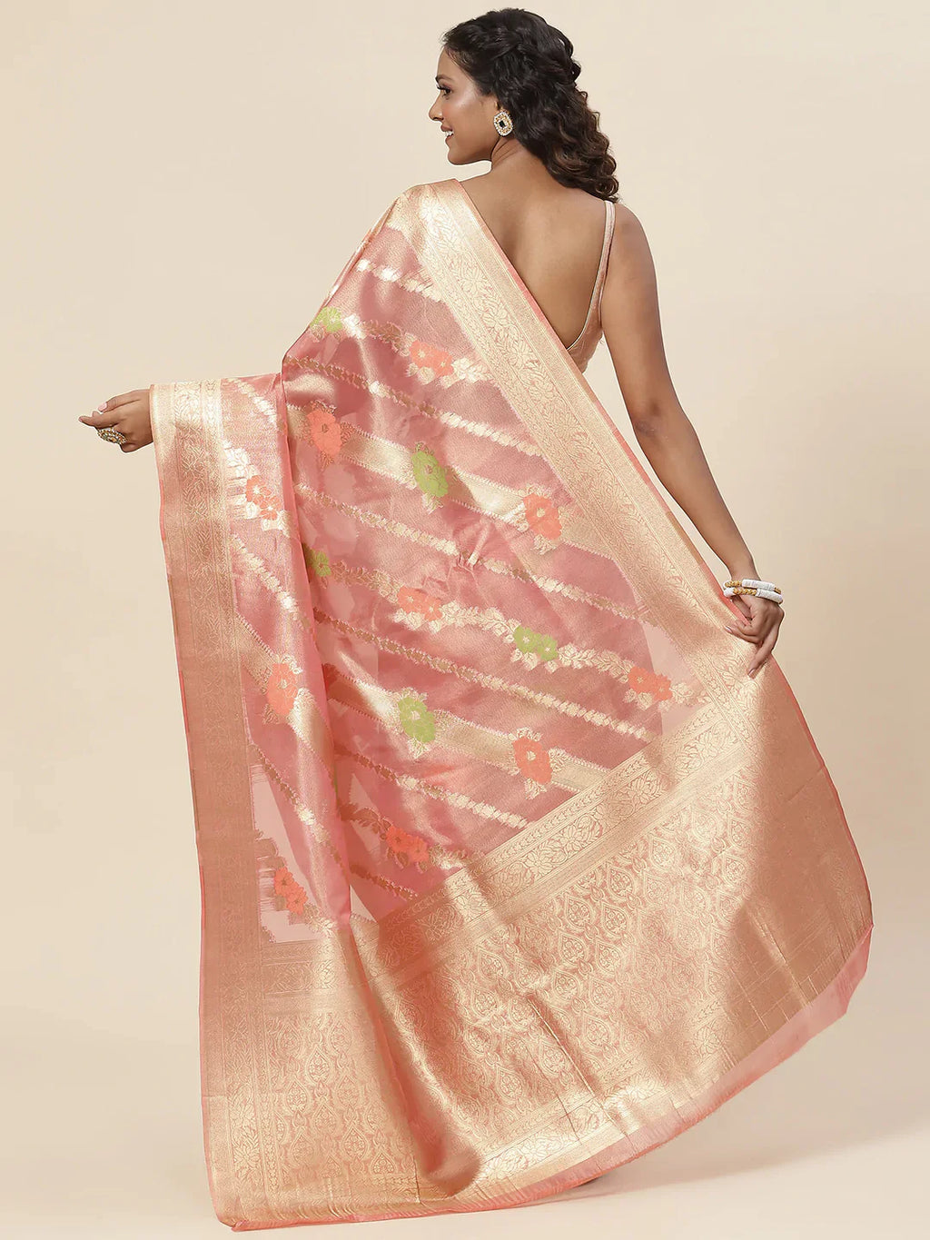 Floral Zari Jaal Handloom Woven Saree