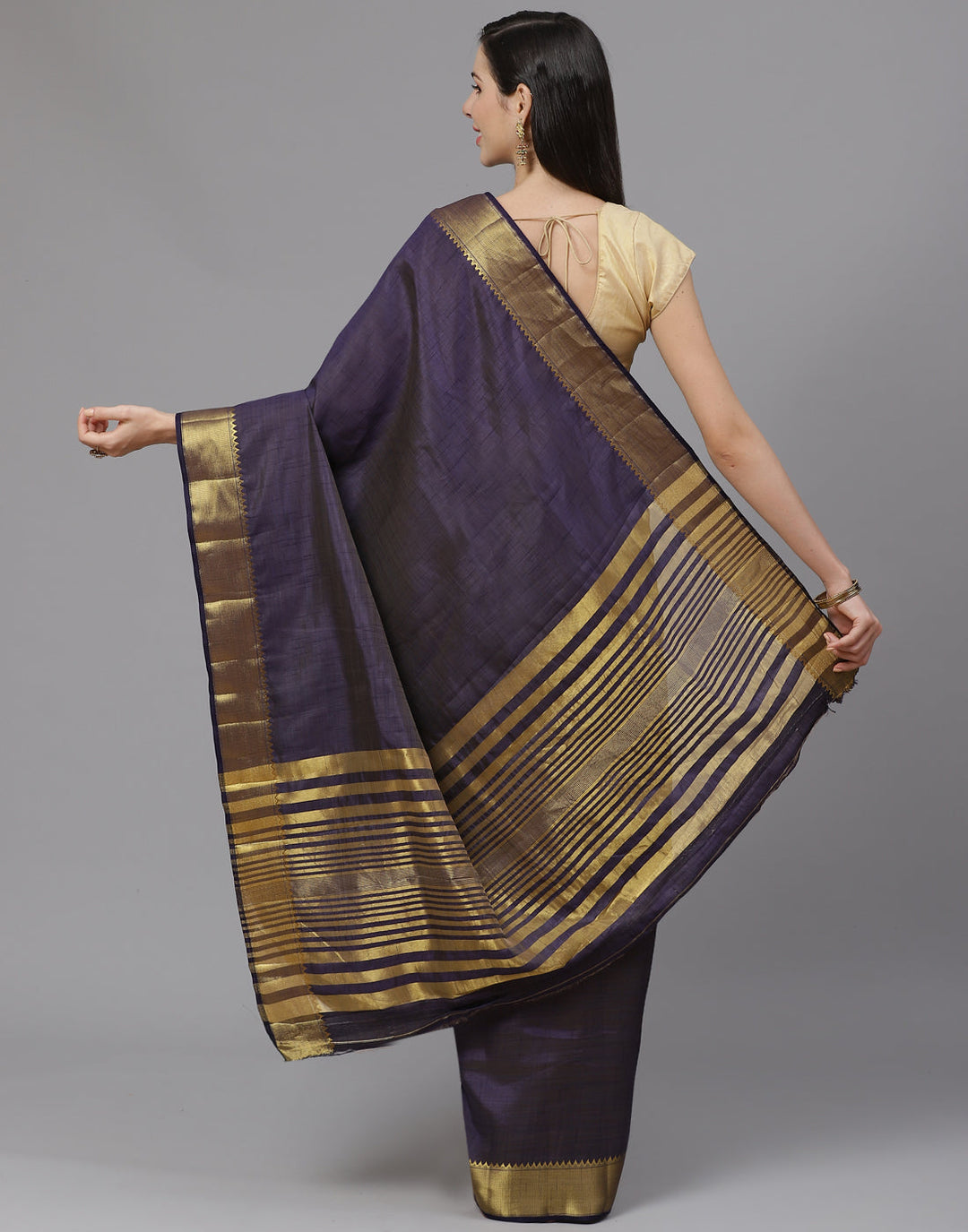 Plain Zari Border Art Handloom Woven Saree