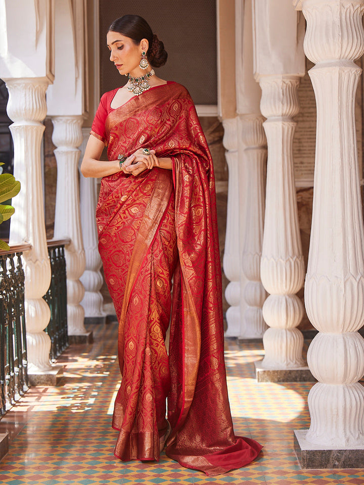 Antique Jaal Crepe Plain Saree