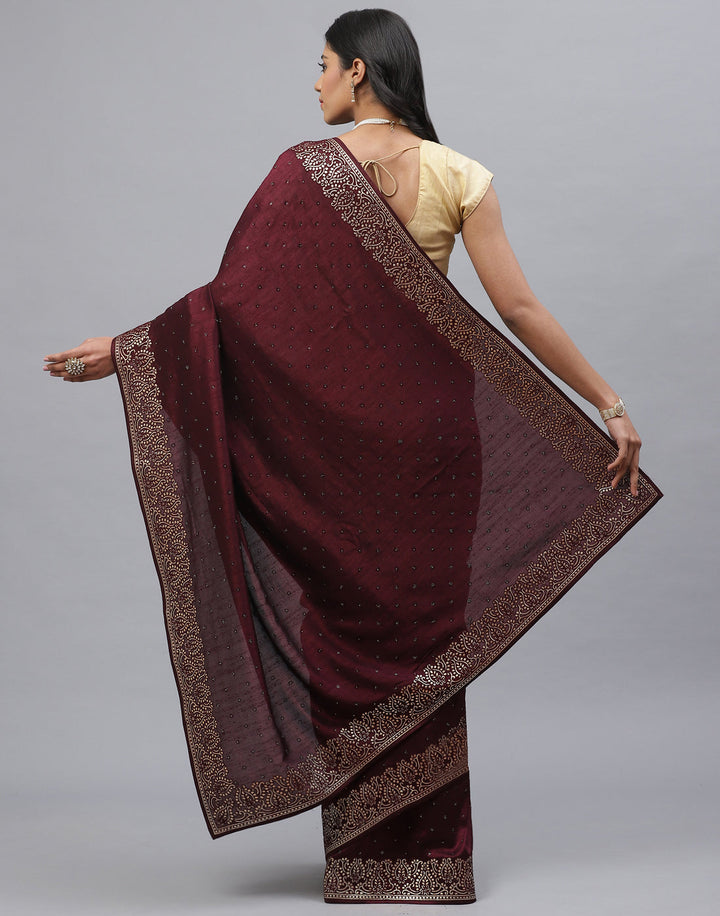 Dupion Silk Embroidery Saree