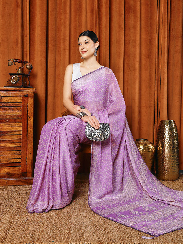 Floral Printed Georgette Saree