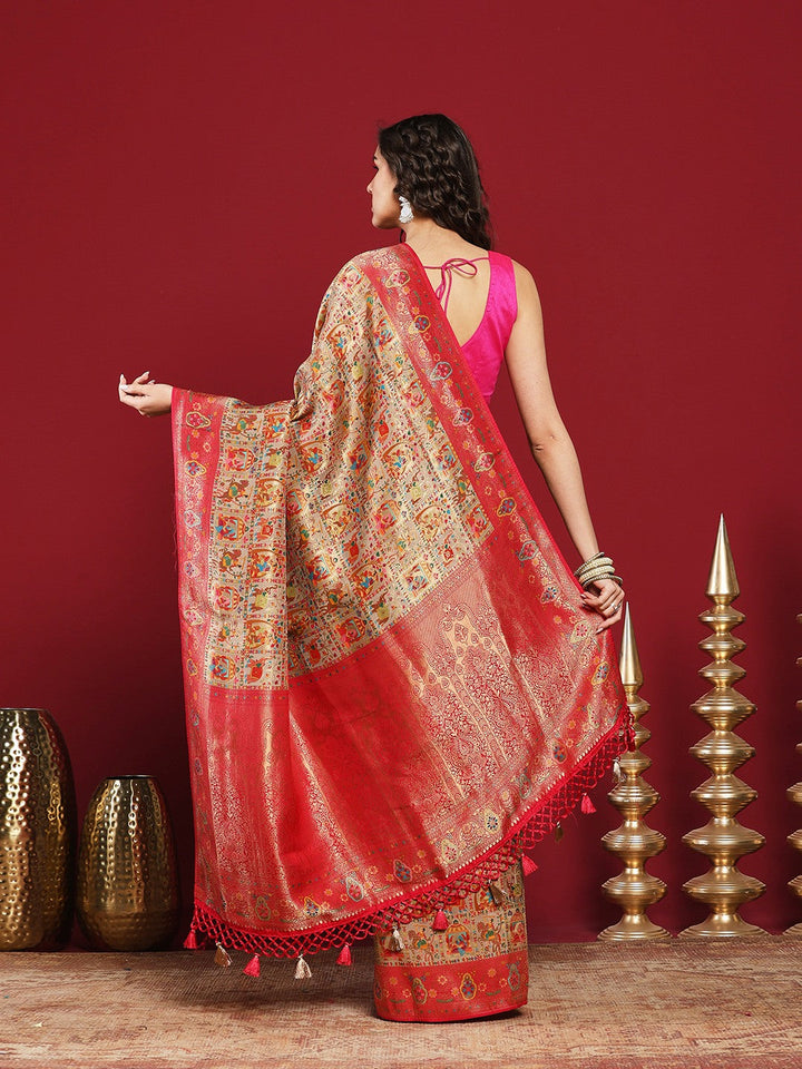 Woven Design Satin Saree