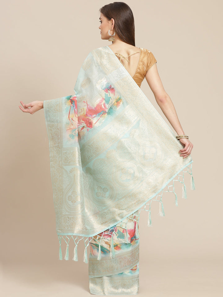 Digital Floral Banarasi Pallu Sarees Printed