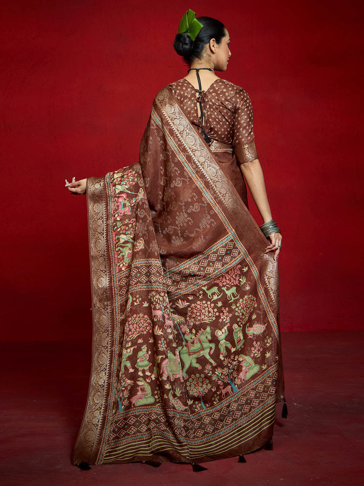 Abstract Printed Art Silk Saree