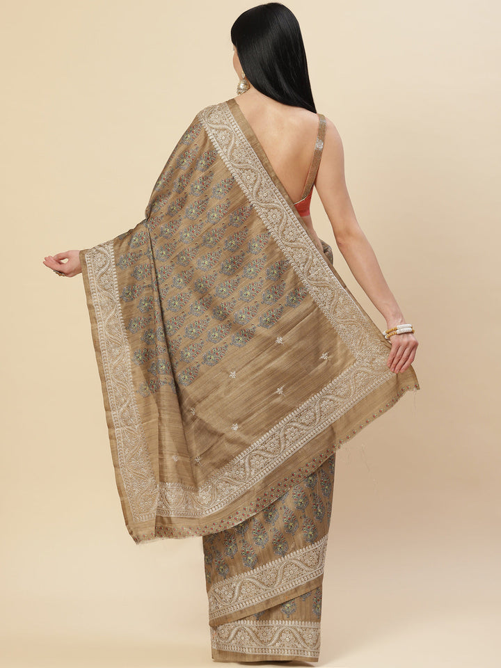 Digital Printed Tussar Saree