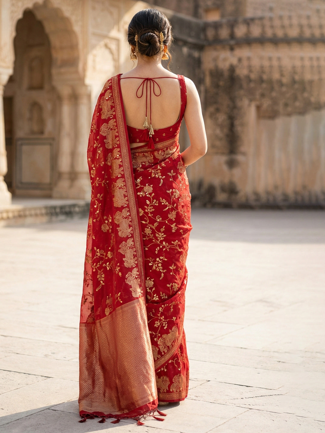 Plain Crepe Saree