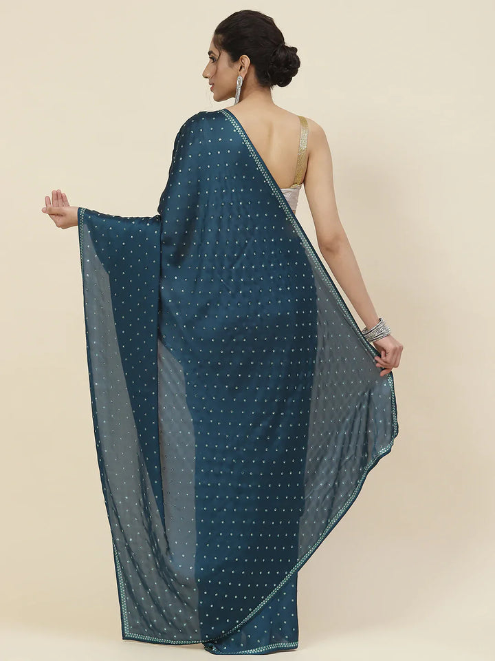Swarovski Embroidered Satin Saree