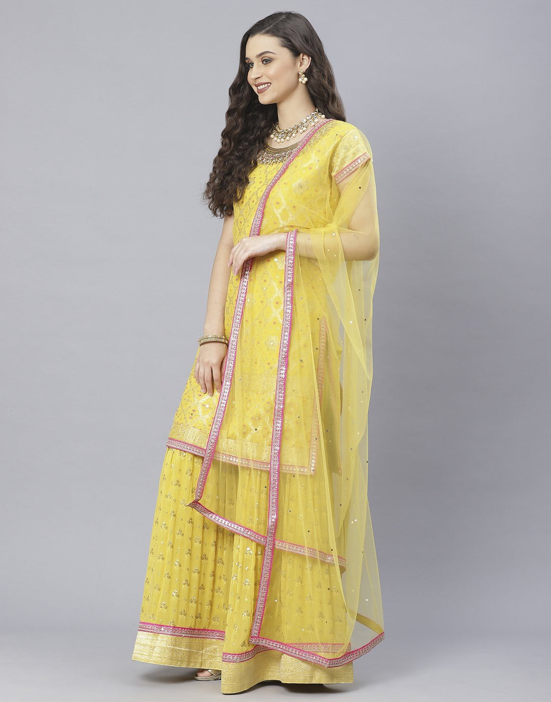 Mustard Georgette Salwar Kameez Stitched Suit