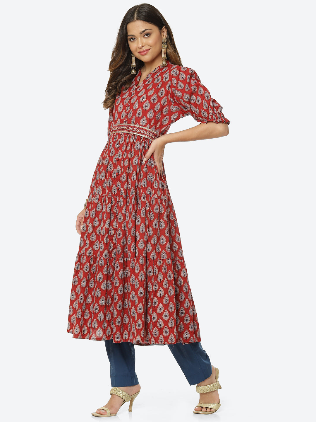 Floral Printed Cotton Anarkali Kurta