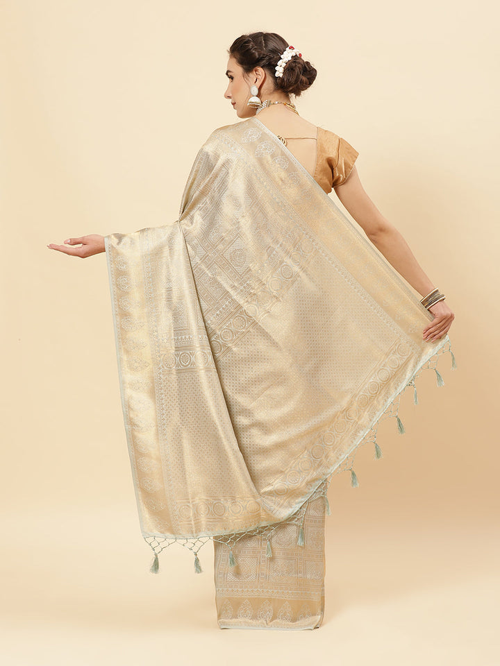 Brocade Zari Jaal Art Handloom Saree with Running blouse