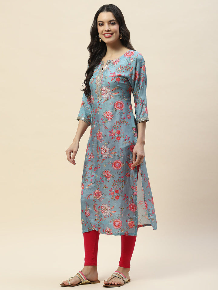 Gota Work Printed Muslin Kurta