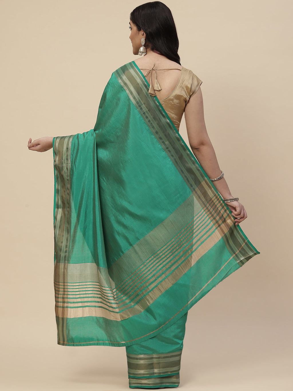 Plain Zari Border Handloom Woven Saree