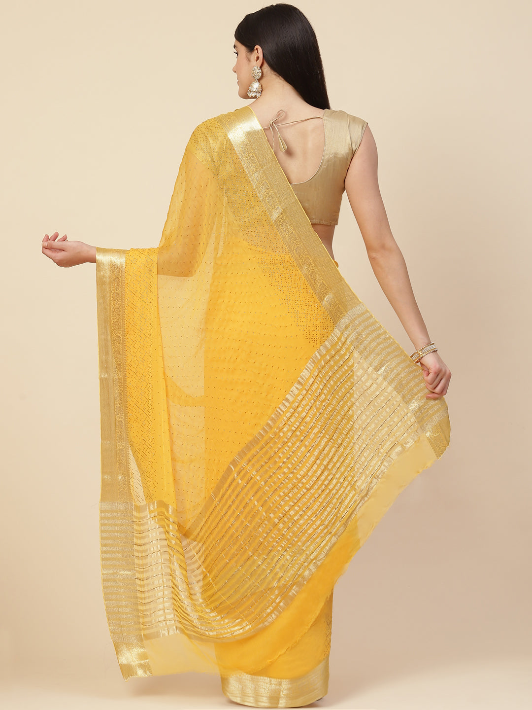 Stone Work Georgette Plain Saree