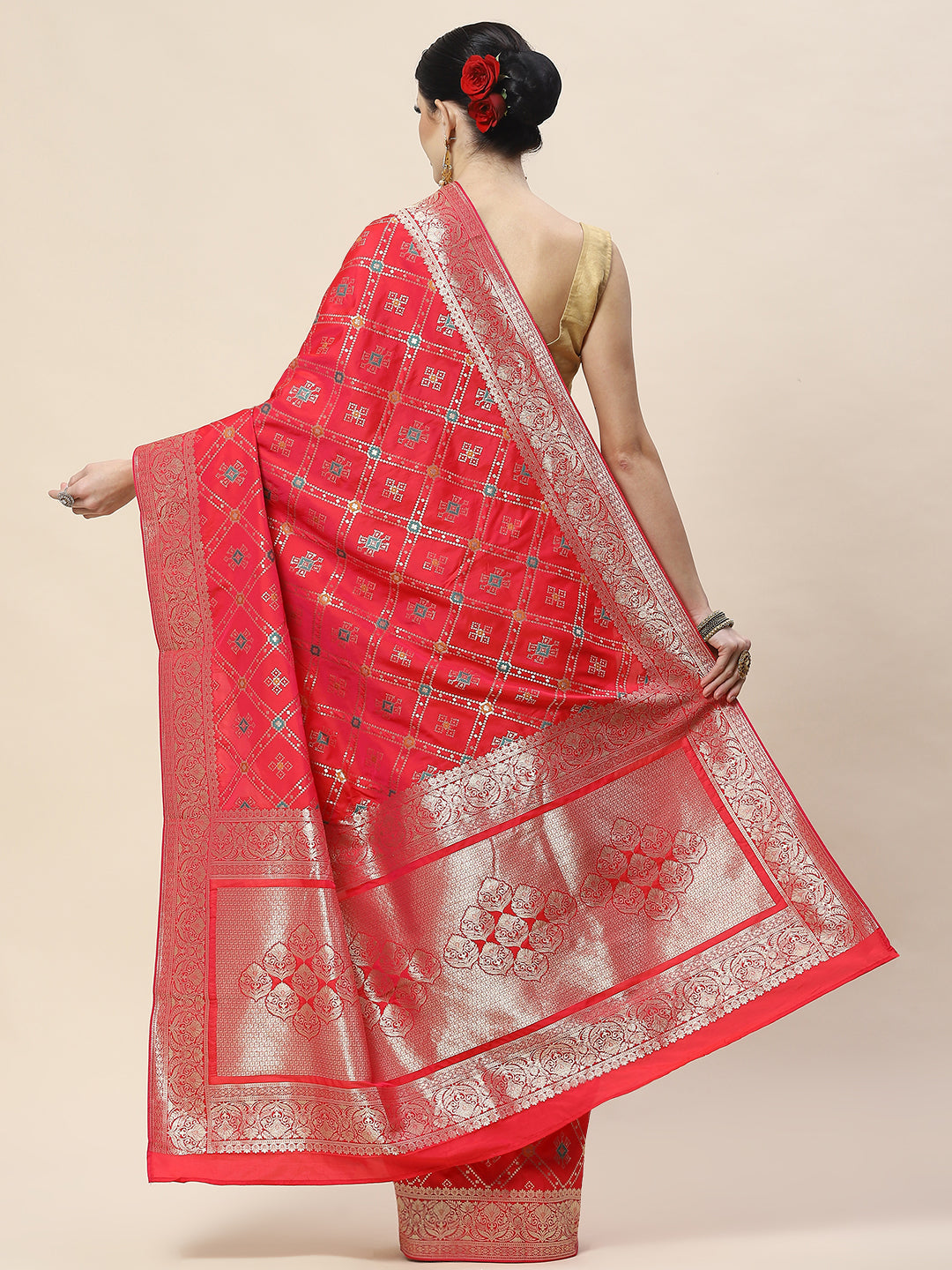 Zari Jaal Woven Art Silk Banarsi Saree