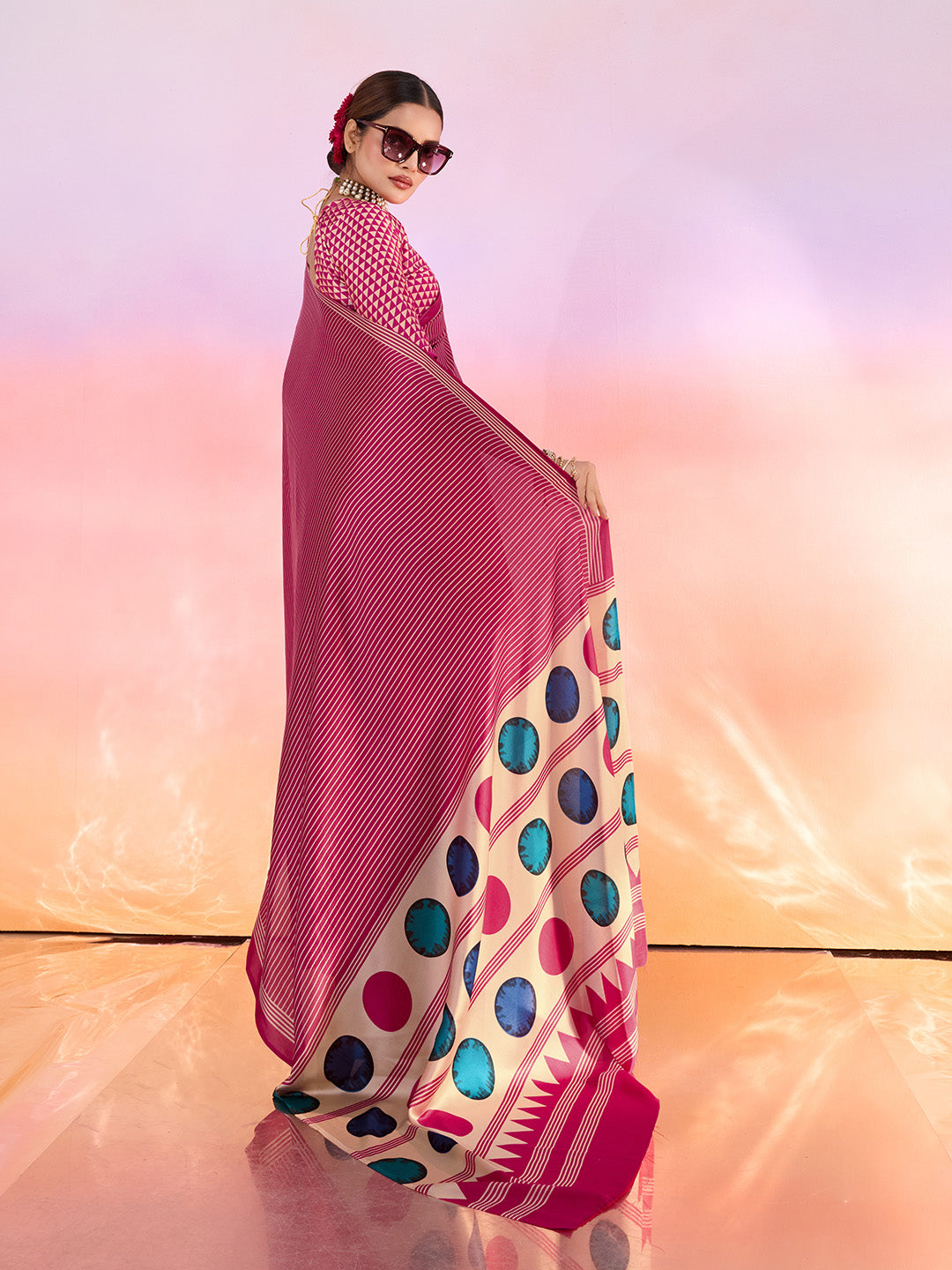 Printed Satin Saree