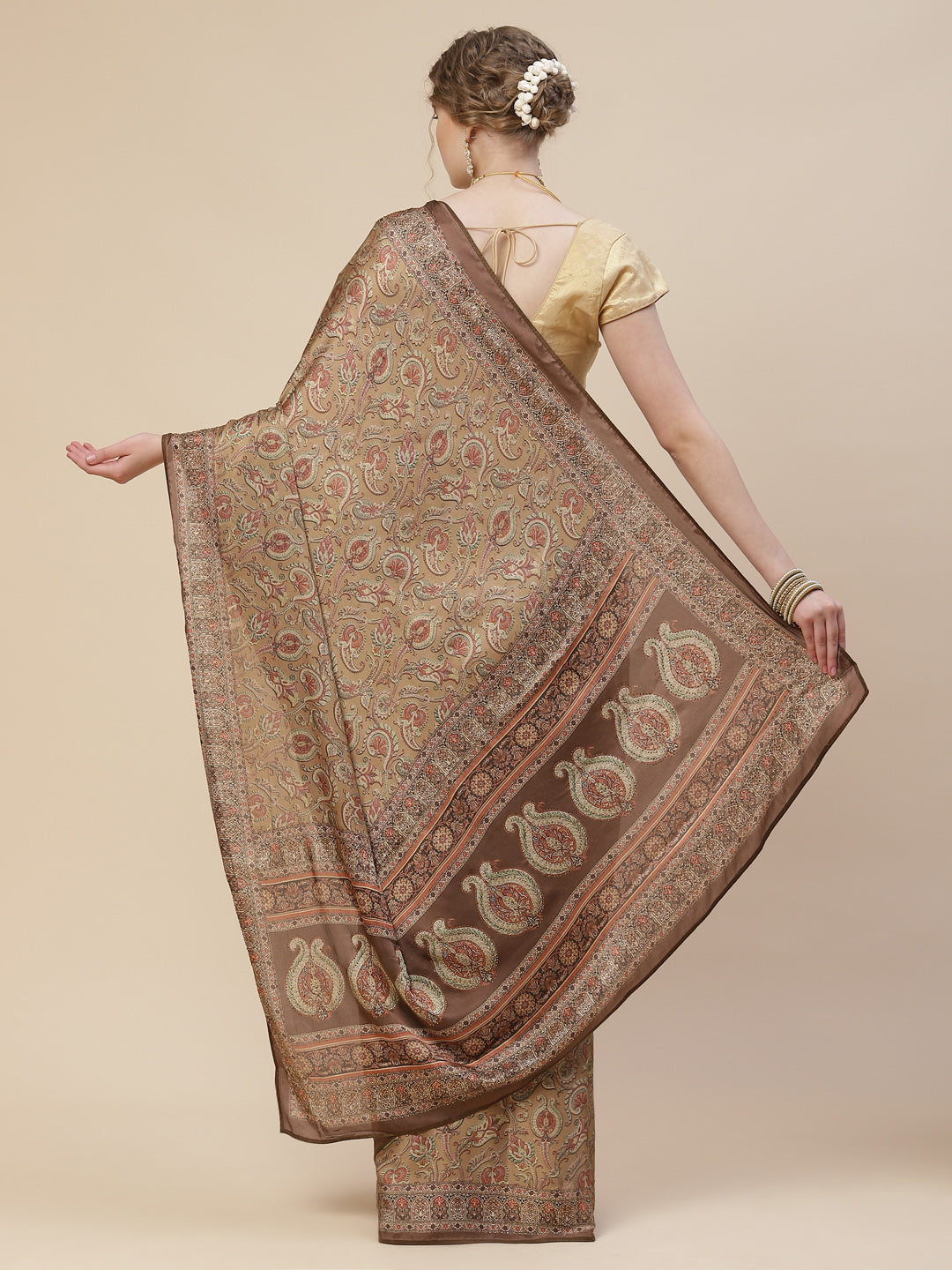 Stone Work Satin Printed Saree