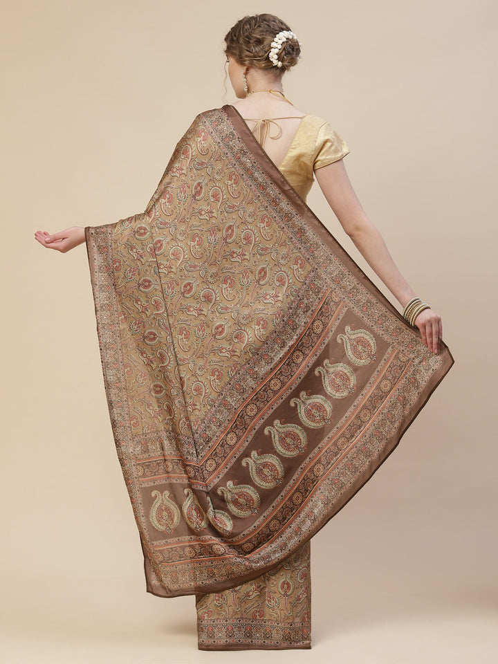 Stone Work Satin Printed Saree