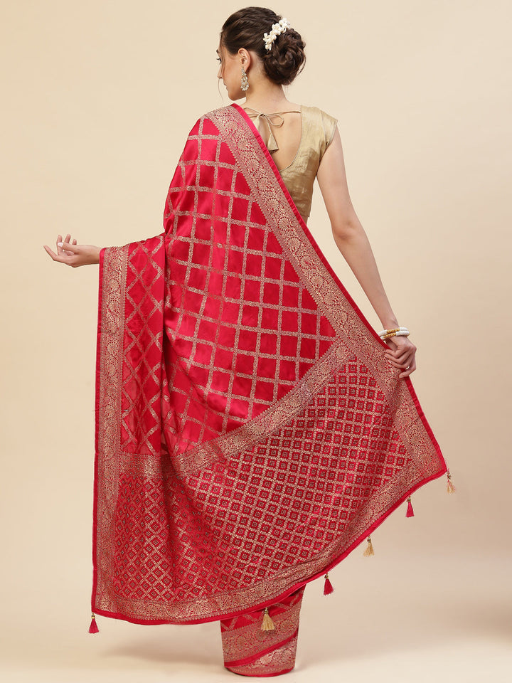 Zari Jaal Satin Woven Saree