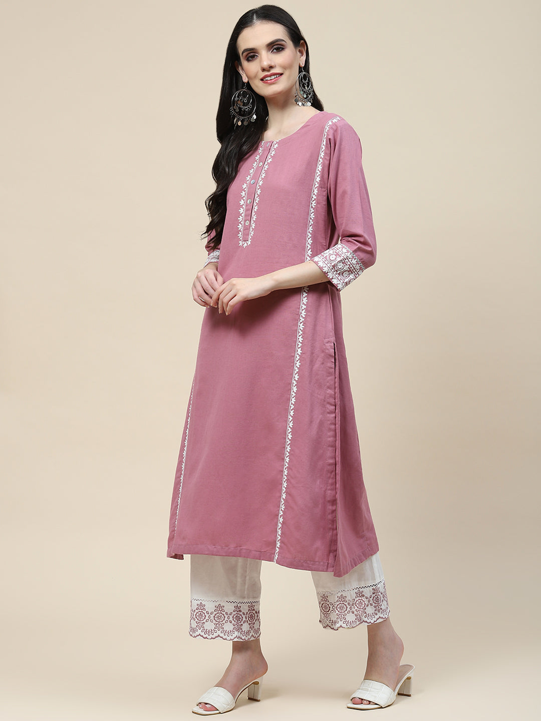 Plain Cotton Kurta With Pants