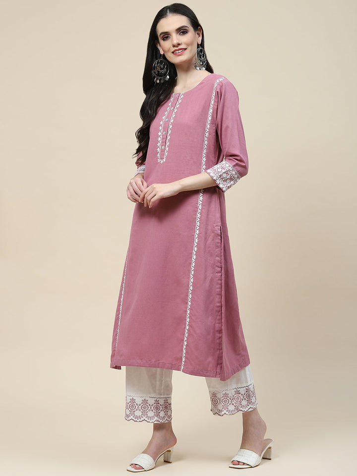 Plain Cotton Kurta With Pants