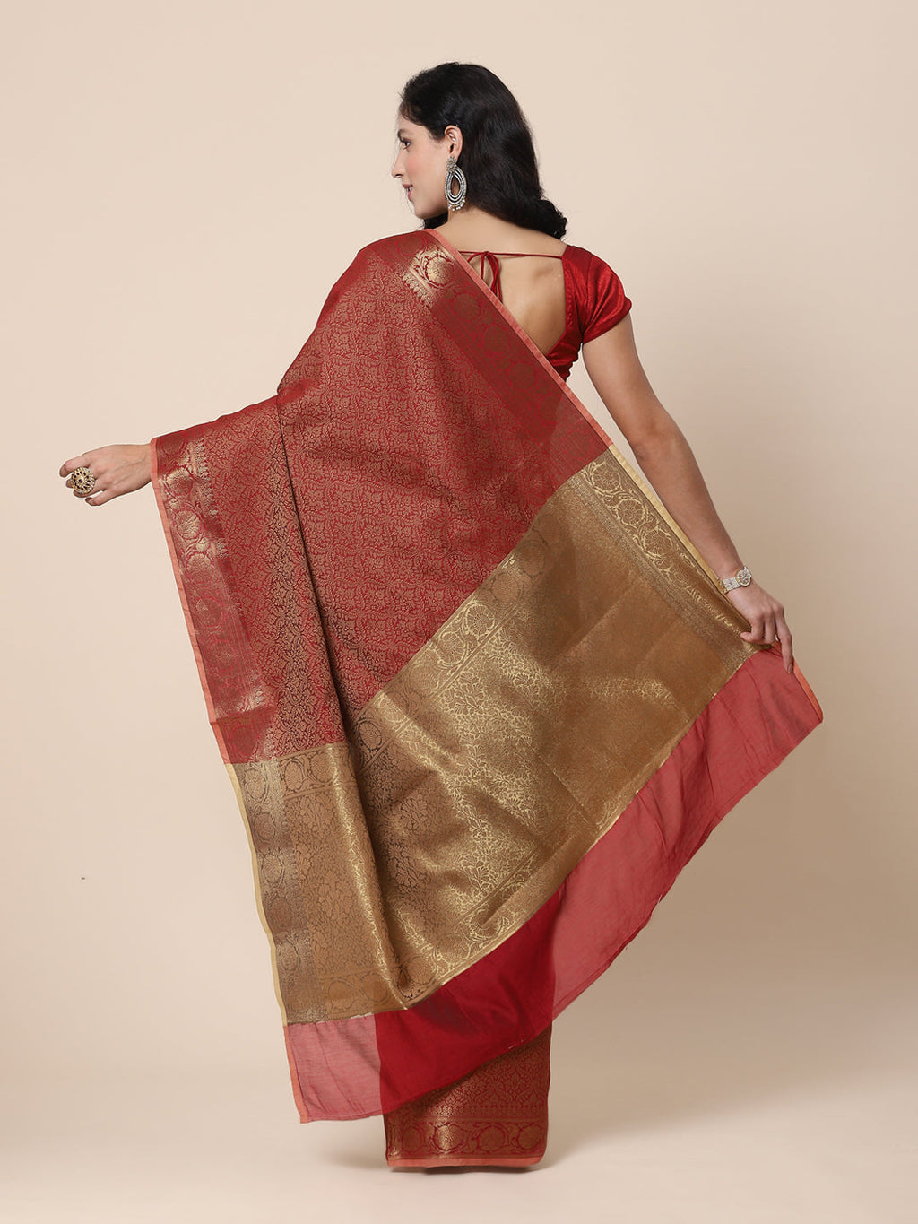 Resham Zari Border Cotton Woven Saree