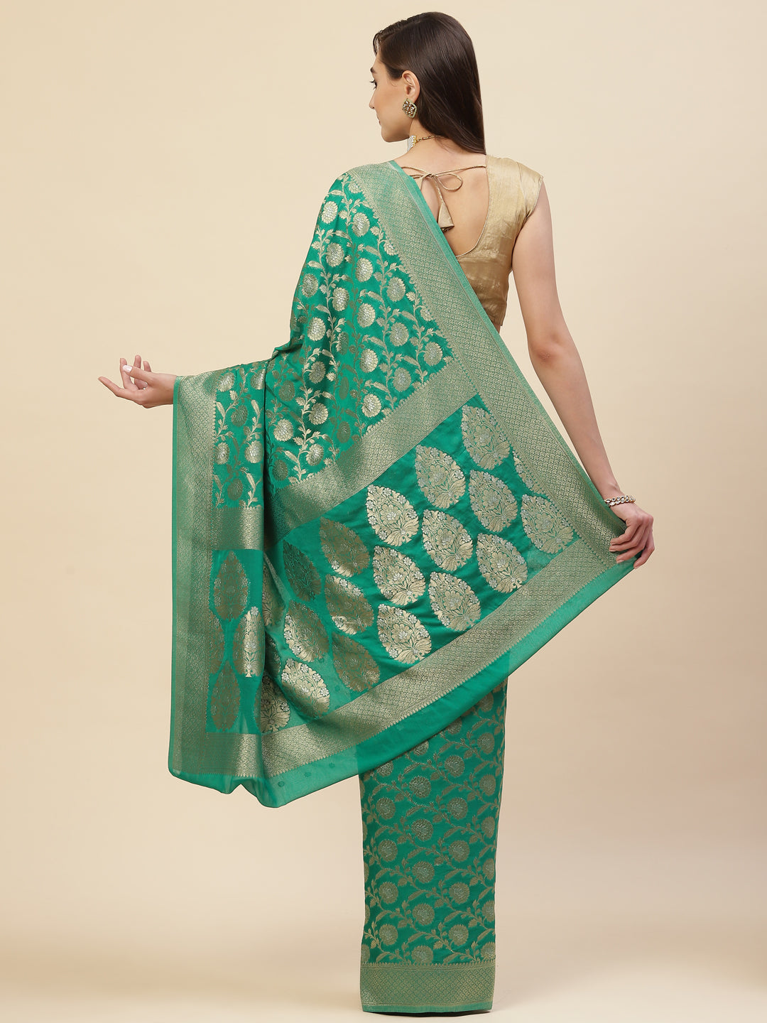 Floral Zari Jaal Georgette  Plain Saree