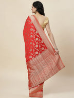 Floral Zari Jaal Georgette Plain Saree