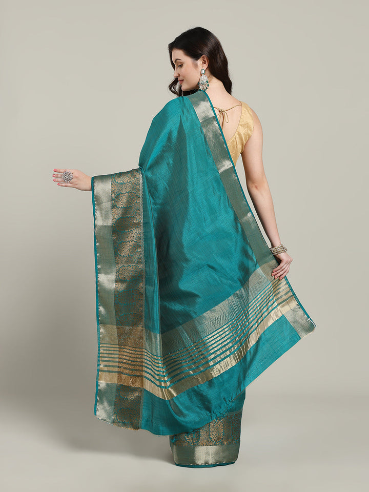Zari Border Booti Art Silk Woven Saree