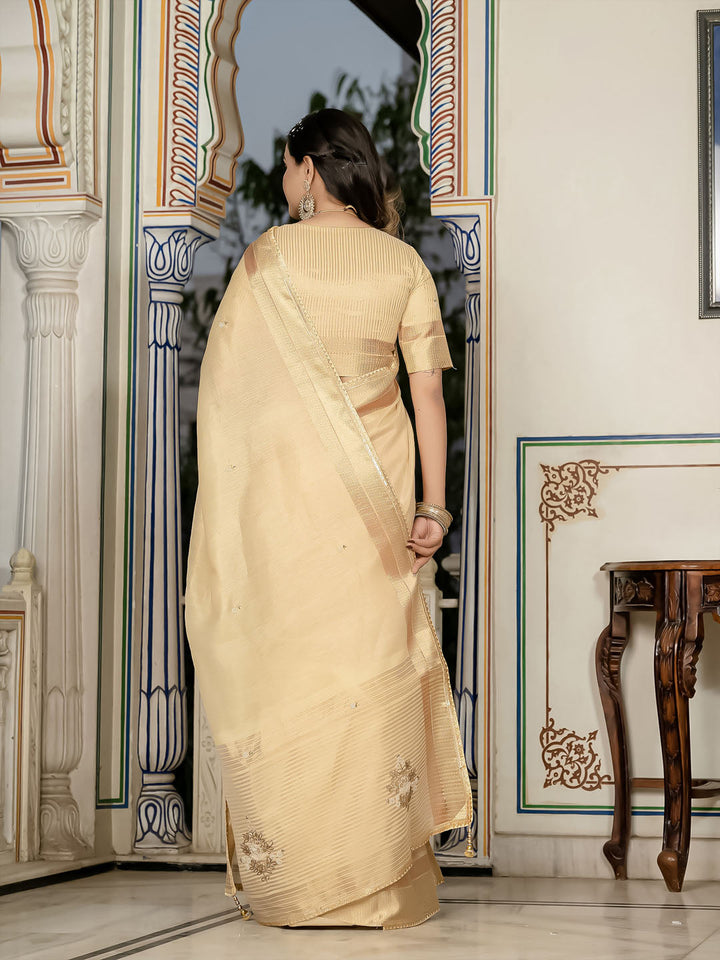 Embroidered Linen Blend Saree