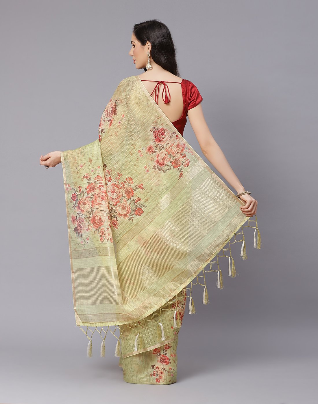 Digital Floral Linen Printed Saree