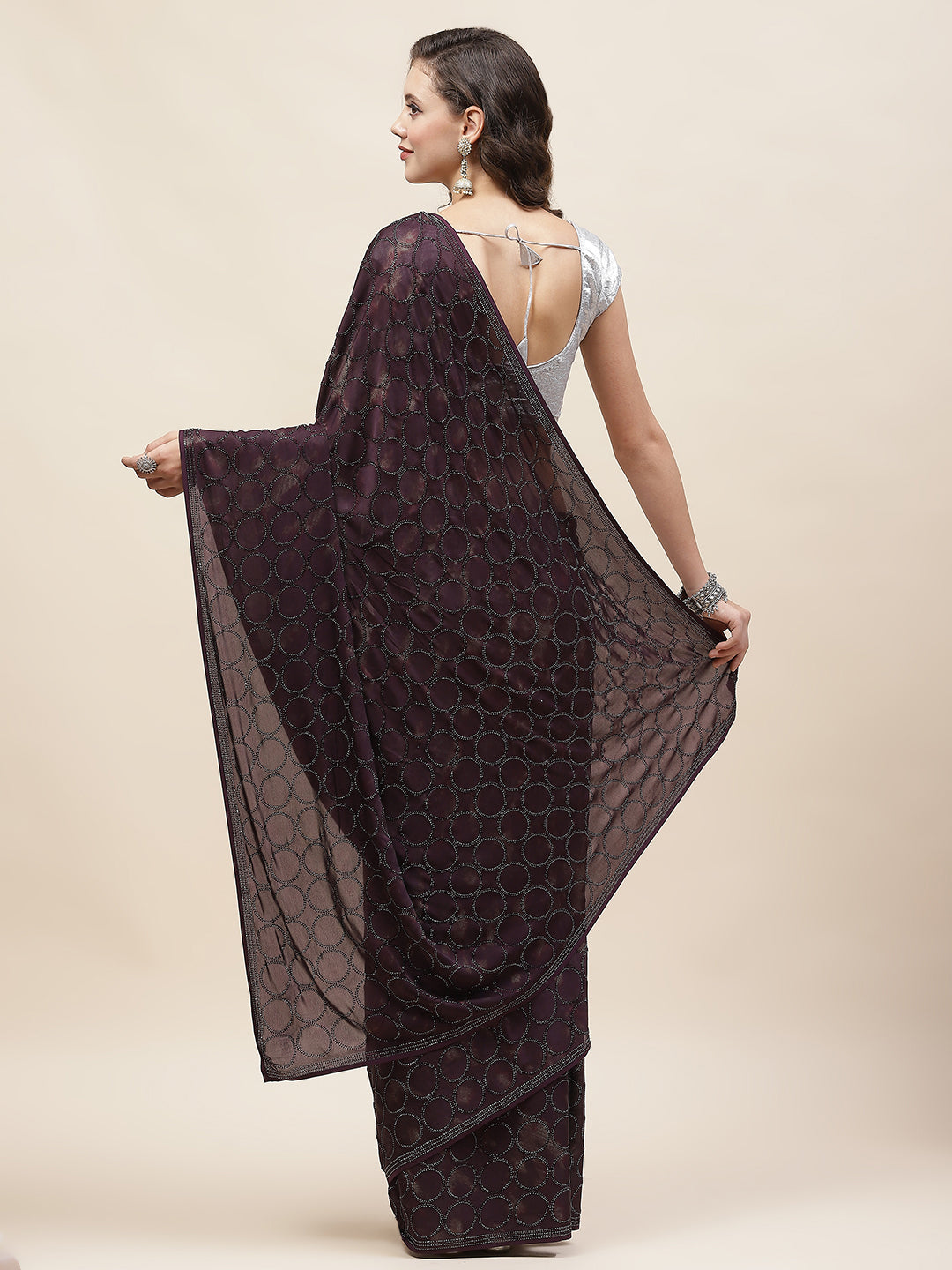 Embellished Stone Satin Saree