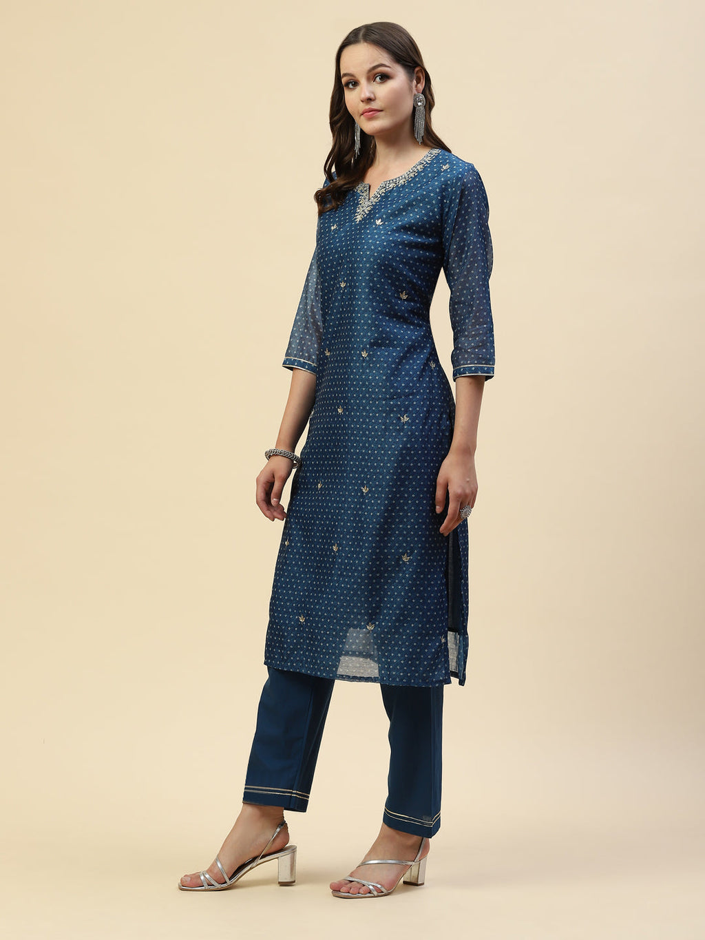 Gota Work Chanderi Kurta With Pants