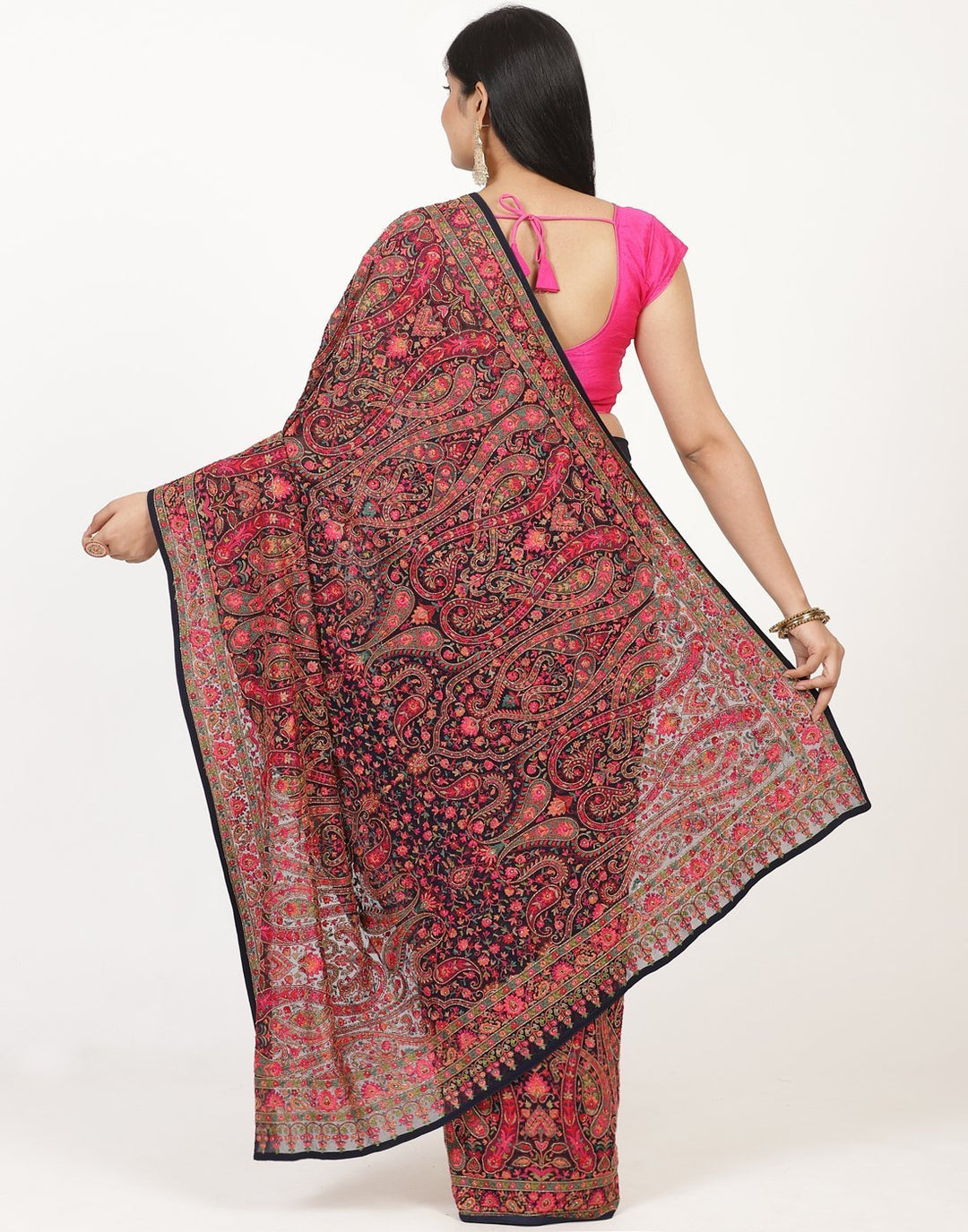 Georgette saree with multi-colour embroidery