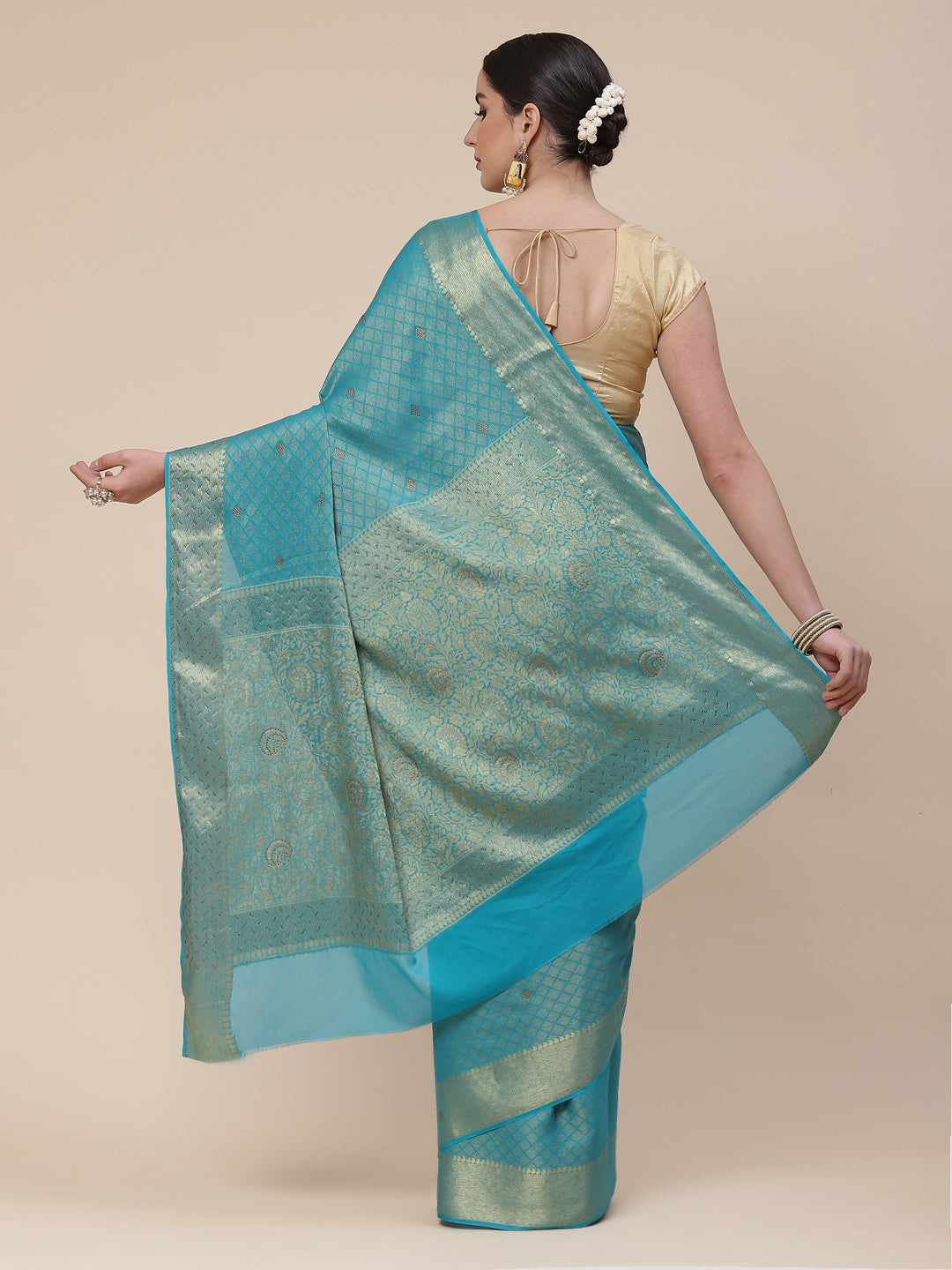 Stone Work Georgette Plain Saree