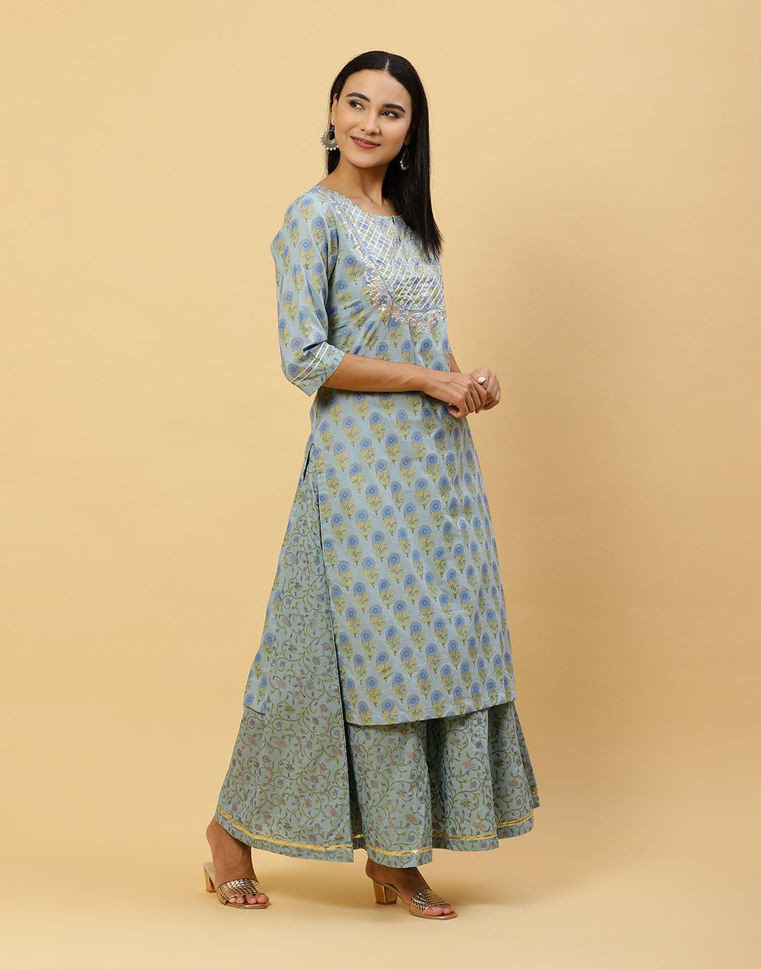 Printed Cotton Kurti With Palazzo