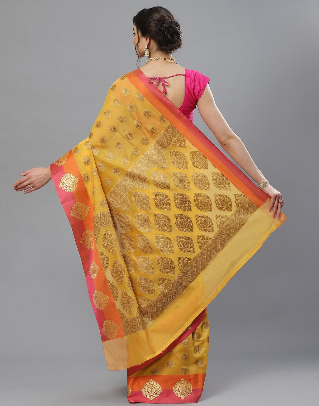 Beige Woven Cotton Saree