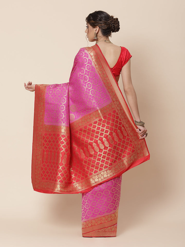 Bandhej Art Handloom Woven Saree