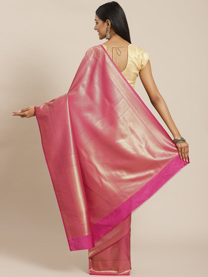 Brocade Zari Booti Art Handloom Woven Saree
