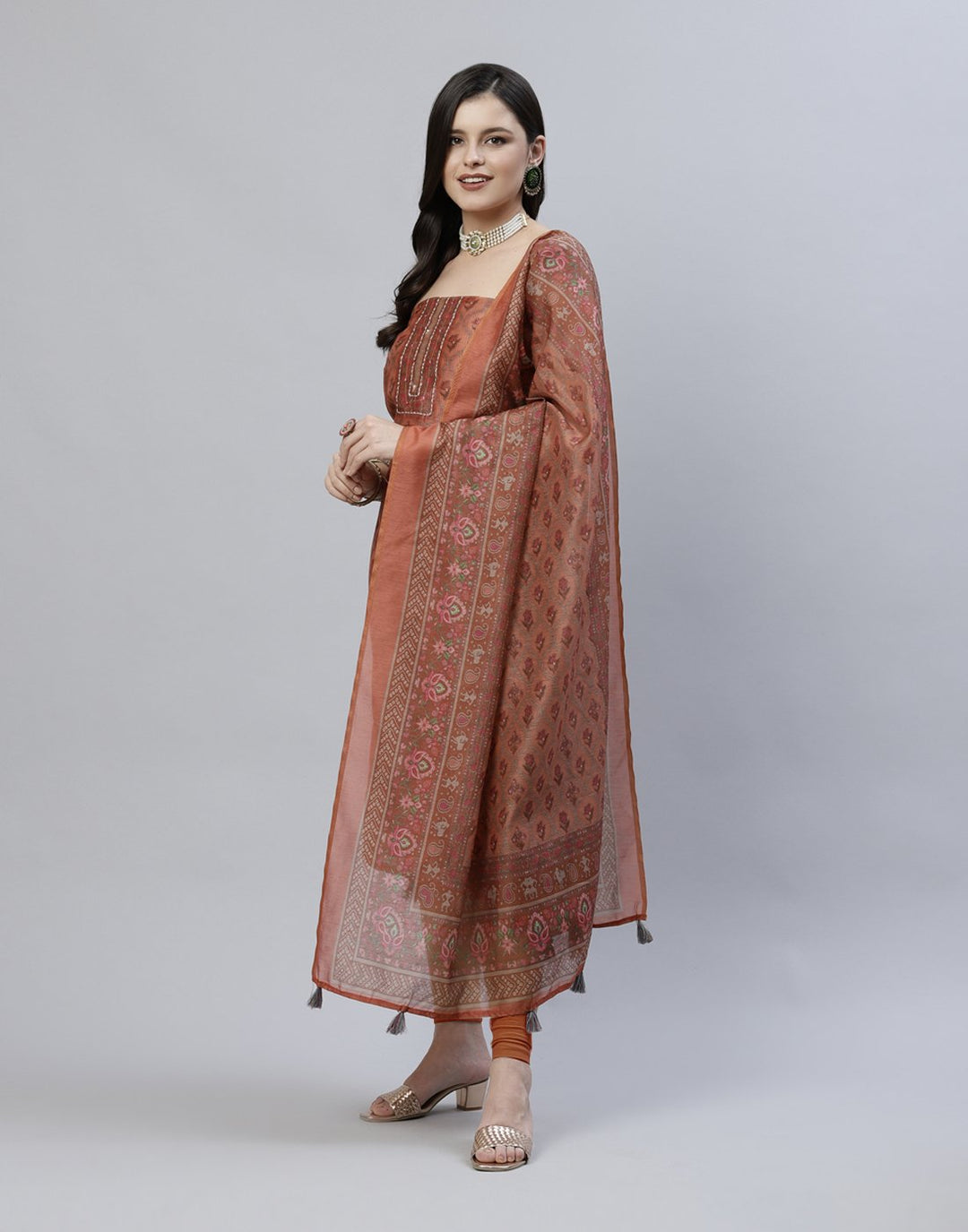 Printed Chanderi Suit Piece