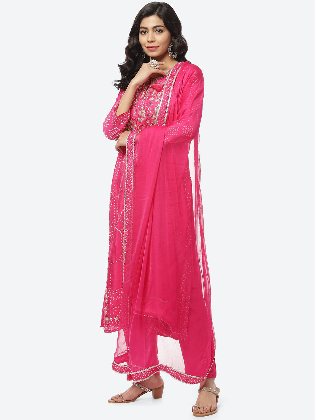 Gota Work Art Handloom Stitched Salwar Kameez With Chiffon Dupatta