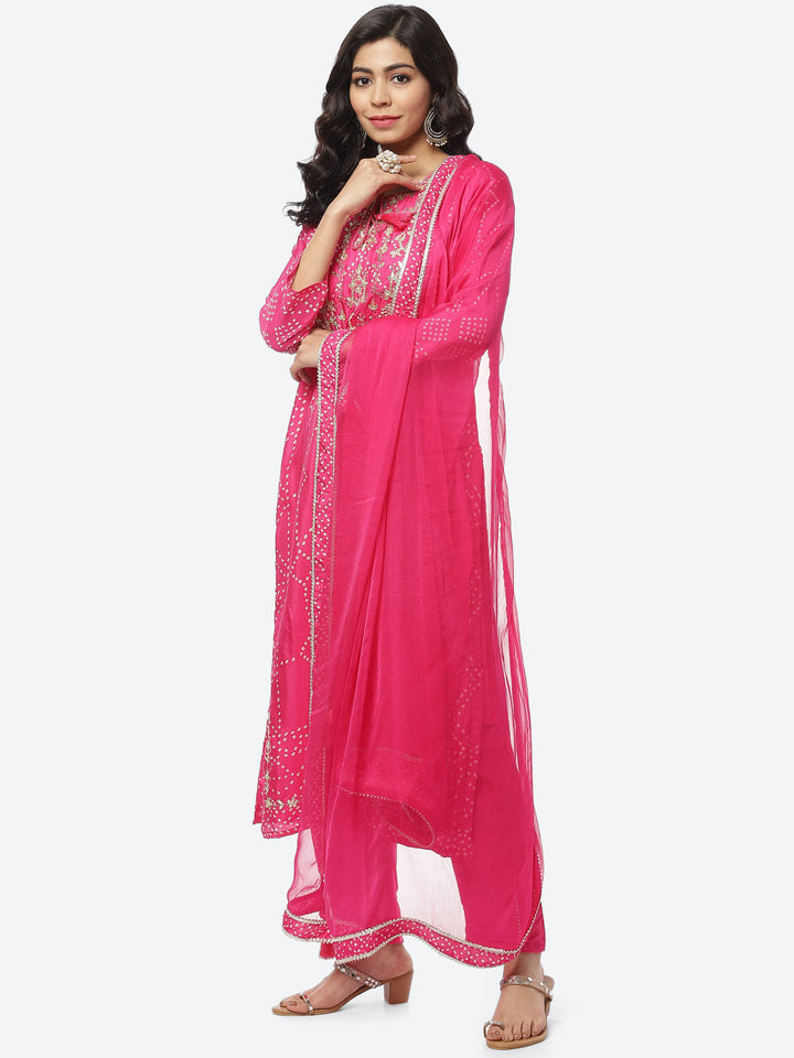 Gota Work Art Handloom Stitched Salwar Kameez With Chiffon Dupatta