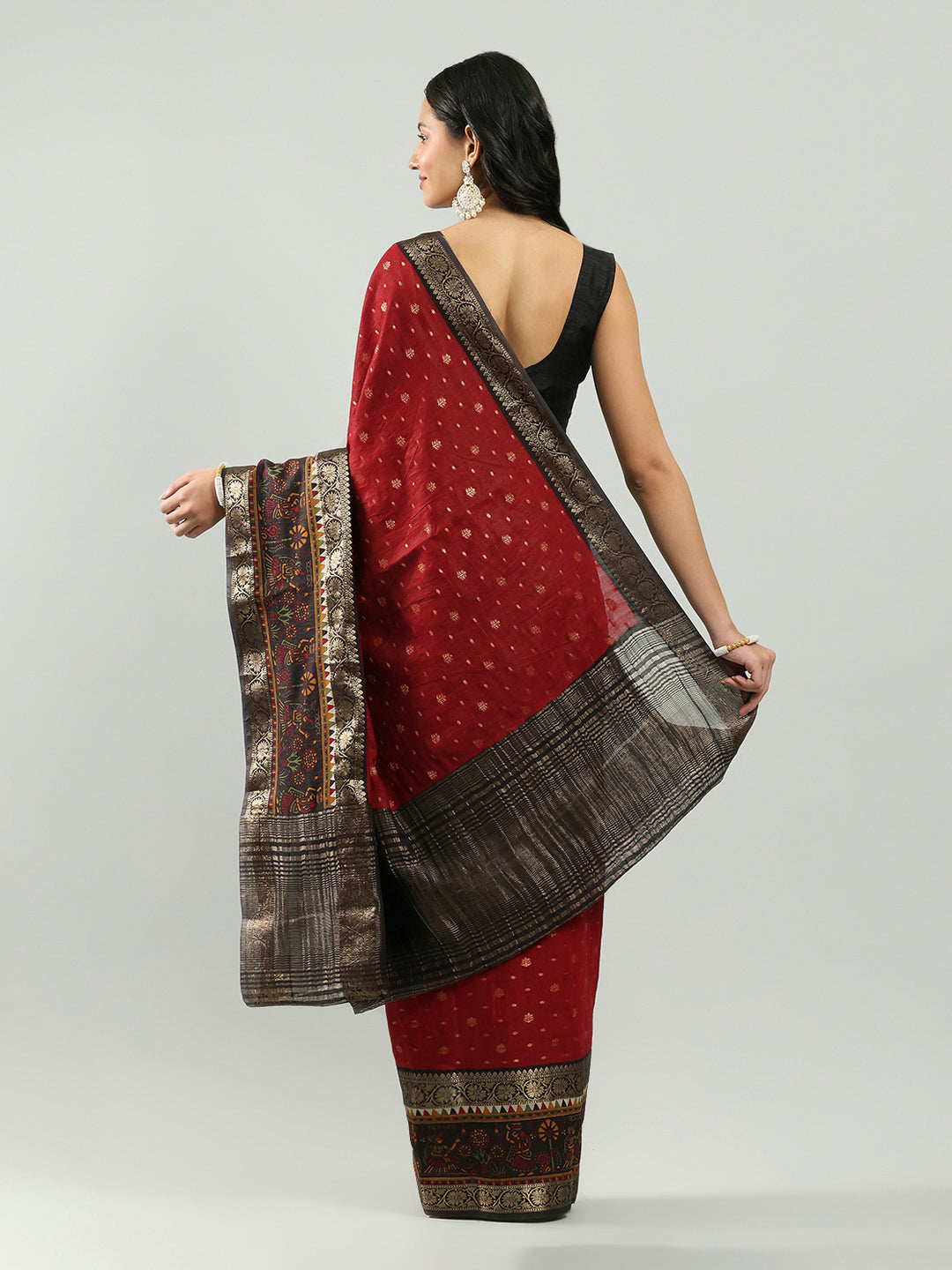 Digital Printed Cotton Blend Woven Saree